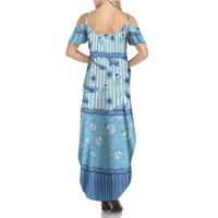 Hawaii Christmas In July Summer Maxi Dress Sky Blue Mele Kalikimaka Sea Animals