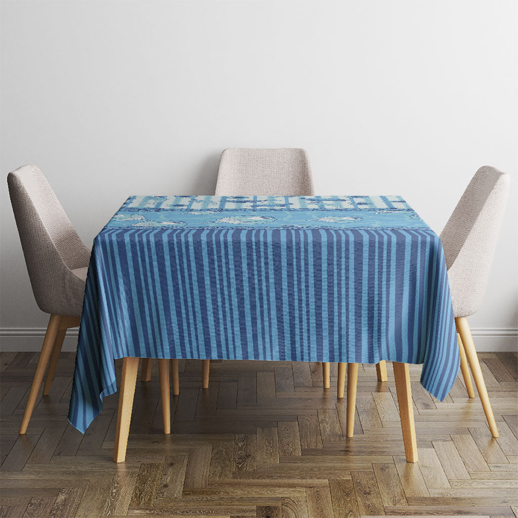 Hawaii Christmas In July Tablecloth Sky Blue Mele Kalikimaka Sea Animals