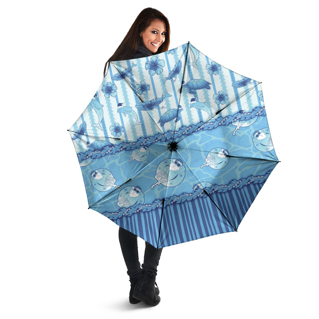 Hawaii Christmas In July Umbrella Sky Blue Mele Kalikimaka Sea Animals DT05 - Polynesian Pride