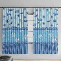 Hawaii Christmas In July Window Curtain Sky Blue Mele Kalikimaka Sea Animals DT05 With Hooks Blue - Polynesian Pride