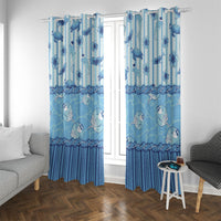 Hawaii Christmas In July Window Curtain Sky Blue Mele Kalikimaka Sea Animals DT05 With Grommets Blue - Polynesian Pride