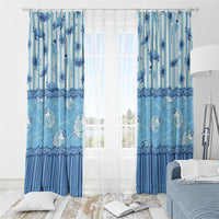 Hawaii Christmas In July Window Curtain Sky Blue Mele Kalikimaka Sea Animals DT05 - Polynesian Pride