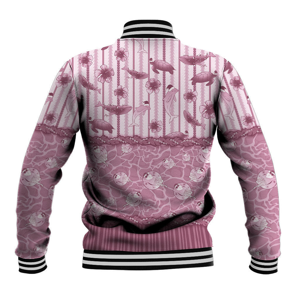 Hawaii Christmas In July Baseball Jacket Dusty Pink Mele Kalikimaka Sea Animals DT05 - Polynesian Pride