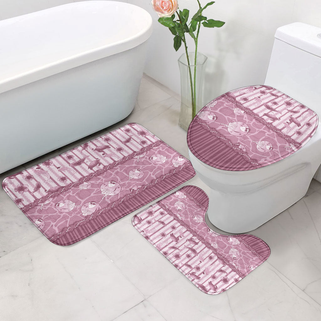 Hawaii Christmas In July Bathroom Set Dusty Pink Mele Kalikimaka Sea Animals DT05 - Polynesian Pride