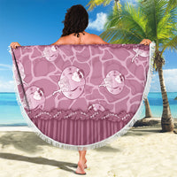 Hawaii Christmas In July Beach Blanket Dusty Pink Mele Kalikimaka Sea Animals DT05 - Polynesian Pride