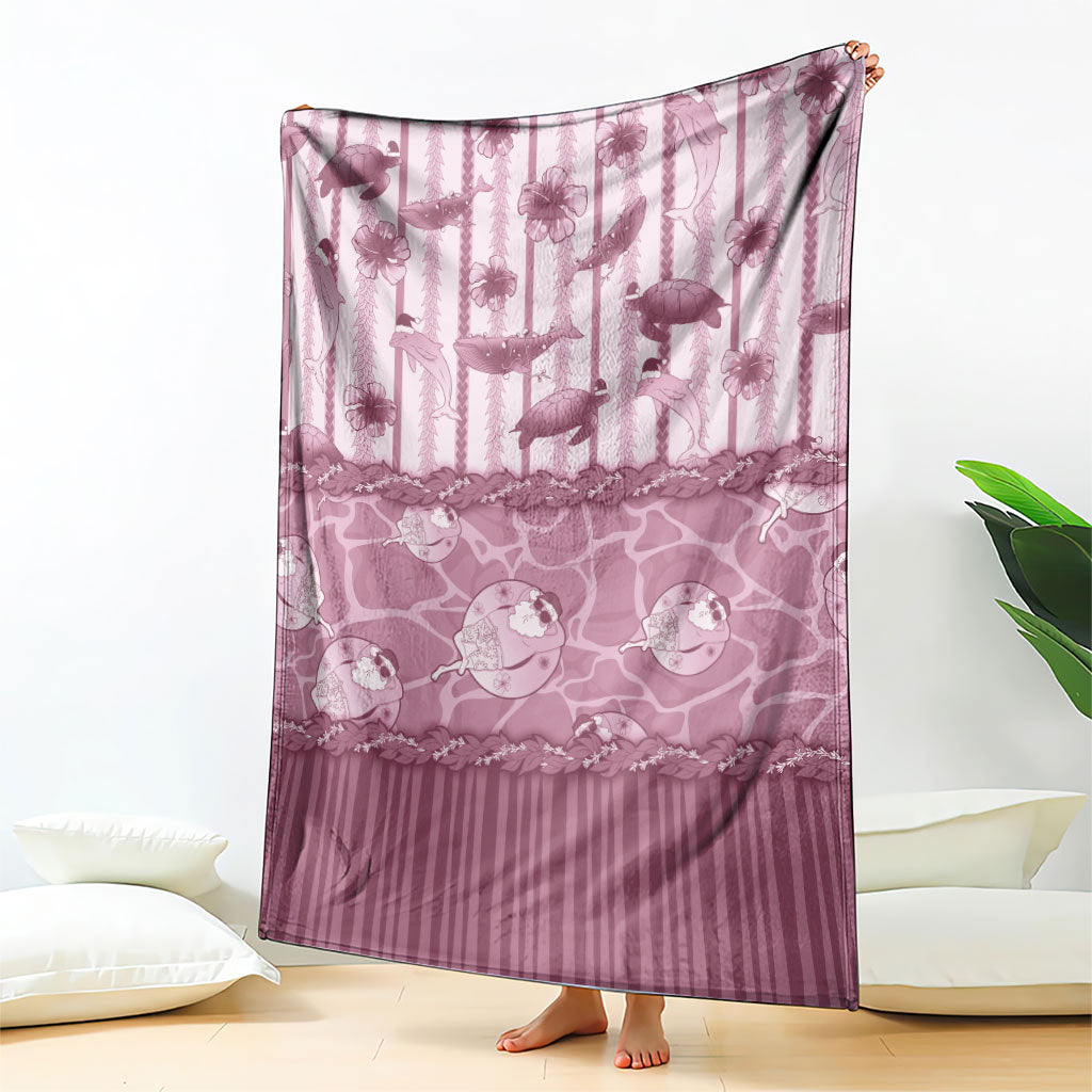 Hawaii Christmas In July Blanket Dusty Pink Mele Kalikimaka Sea Animals DT05 - Polynesian Pride