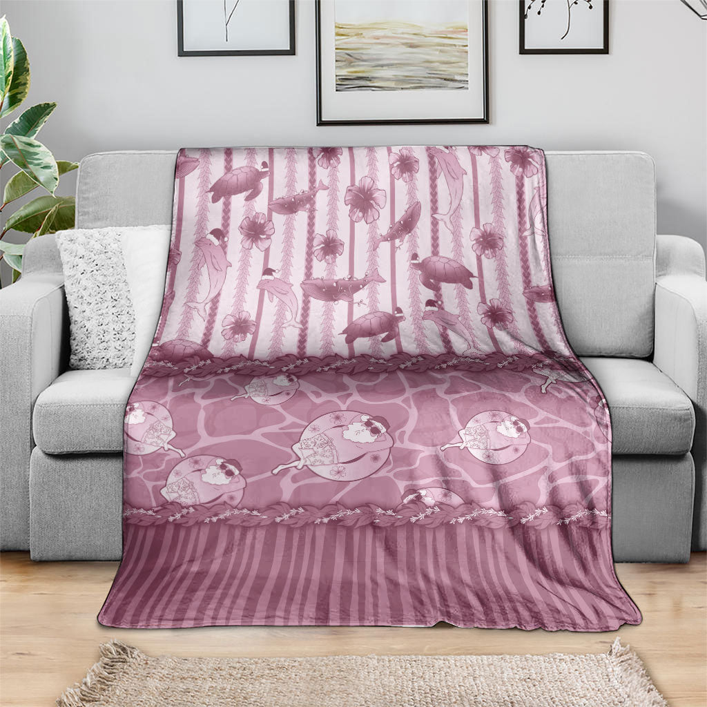 Hawaii Christmas In July Blanket Dusty Pink Mele Kalikimaka Sea Animals DT05 - Polynesian Pride
