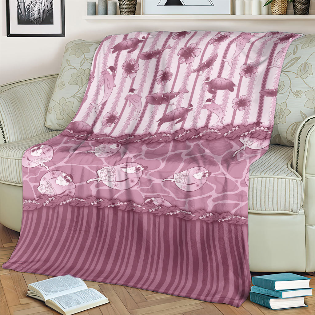 Hawaii Christmas In July Blanket Dusty Pink Mele Kalikimaka Sea Animals DT05 - Polynesian Pride