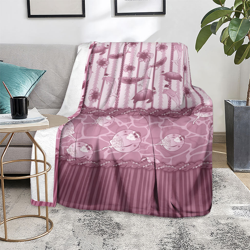 Hawaii Christmas In July Blanket Dusty Pink Mele Kalikimaka Sea Animals DT05 - Polynesian Pride
