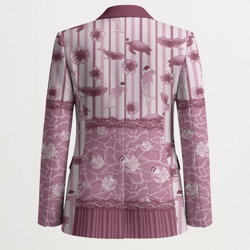 Hawaii Christmas In July Blazer Dusty Pink Mele Kalikimaka Sea Animals DT05 - Polynesian Pride