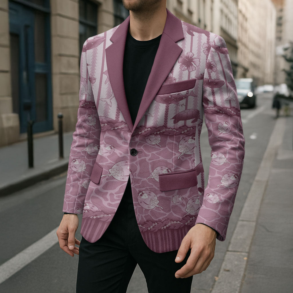 Hawaii Christmas In July Blazer Dusty Pink Mele Kalikimaka Sea Animals DT05 - Polynesian Pride