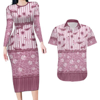 Hawaii Christmas In July Couples Matching Long Sleeve Bodycon Dress and Hawaiian Shirt Dusty Pink Mele Kalikimaka Sea Animals DT05 Pink - Polynesian Pride