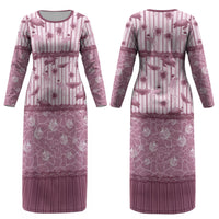 Hawaii Christmas In July Couples Matching Long Sleeve Bodycon Dress and Hawaiian Shirt Dusty Pink Mele Kalikimaka Sea Animals DT05 - Polynesian Pride