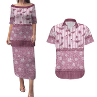 Hawaii Christmas In July Couples Matching Puletasi and Hawaiian Shirt Dusty Pink Mele Kalikimaka Sea Animals DT05 Pink - Polynesian Pride