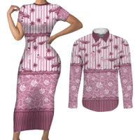 Hawaii Christmas In July Couples Matching Short Sleeve Bodycon Dress and Long Sleeve Button Shirt Dusty Pink Mele Kalikimaka Sea Animals DT05 Pink - Polynesian Pride