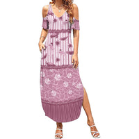 Hawaii Christmas In July Family Matching Summer Maxi Dress and Hawaiian Shirt Dusty Pink Mele Kalikimaka Sea Animals DT05 Mom's Dress Pink - Polynesian Pride