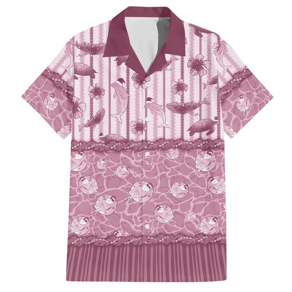 Hawaii Christmas In July Hawaiian Shirt Dusty Pink Mele Kalikimaka Sea Animals