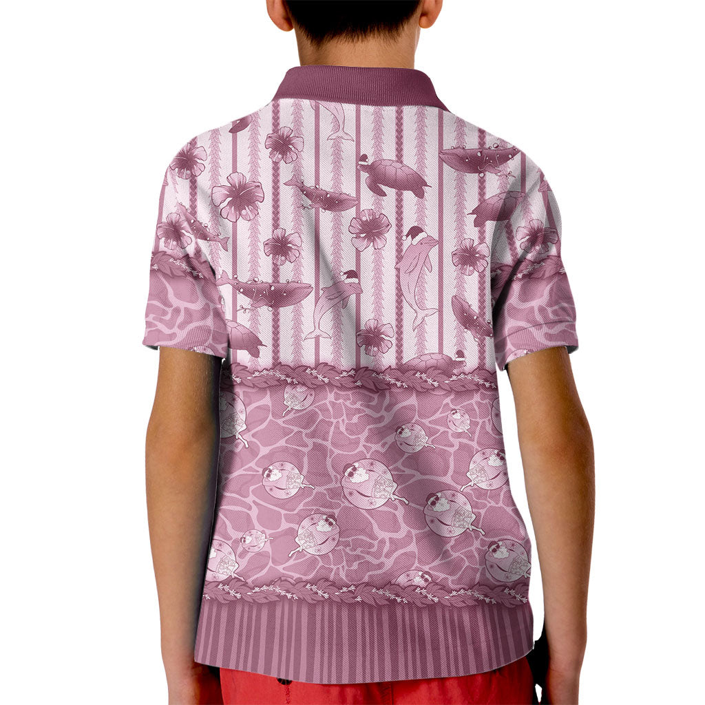 Hawaii Christmas In July Kid Polo Shirt Dusty Pink Mele Kalikimaka Sea Animals