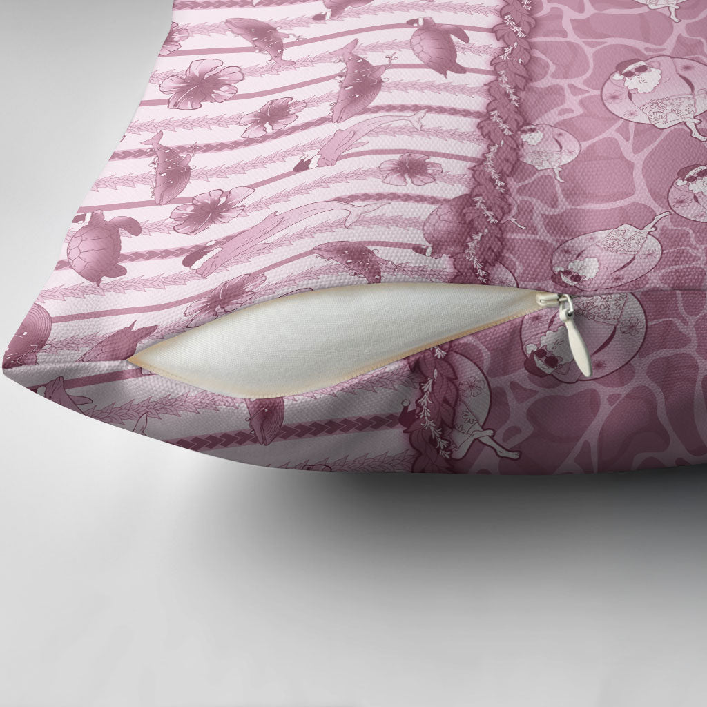 Hawaii Christmas In July Pillow Cover Dusty Pink Mele Kalikimaka Sea Animals