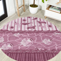 Hawaii Christmas In July Round Carpet Dusty Pink Mele Kalikimaka Sea Animals