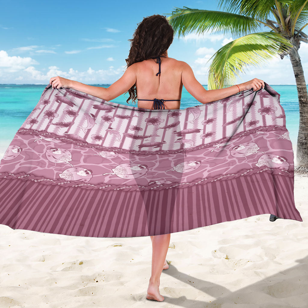 Hawaii Christmas In July Sarong Dusty Pink Mele Kalikimaka Sea Animals DT05 - Polynesian Pride