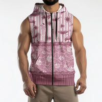 Hawaii Christmas In July Sleeveless Zip Hoodie Dusty Pink Mele Kalikimaka Sea Animals