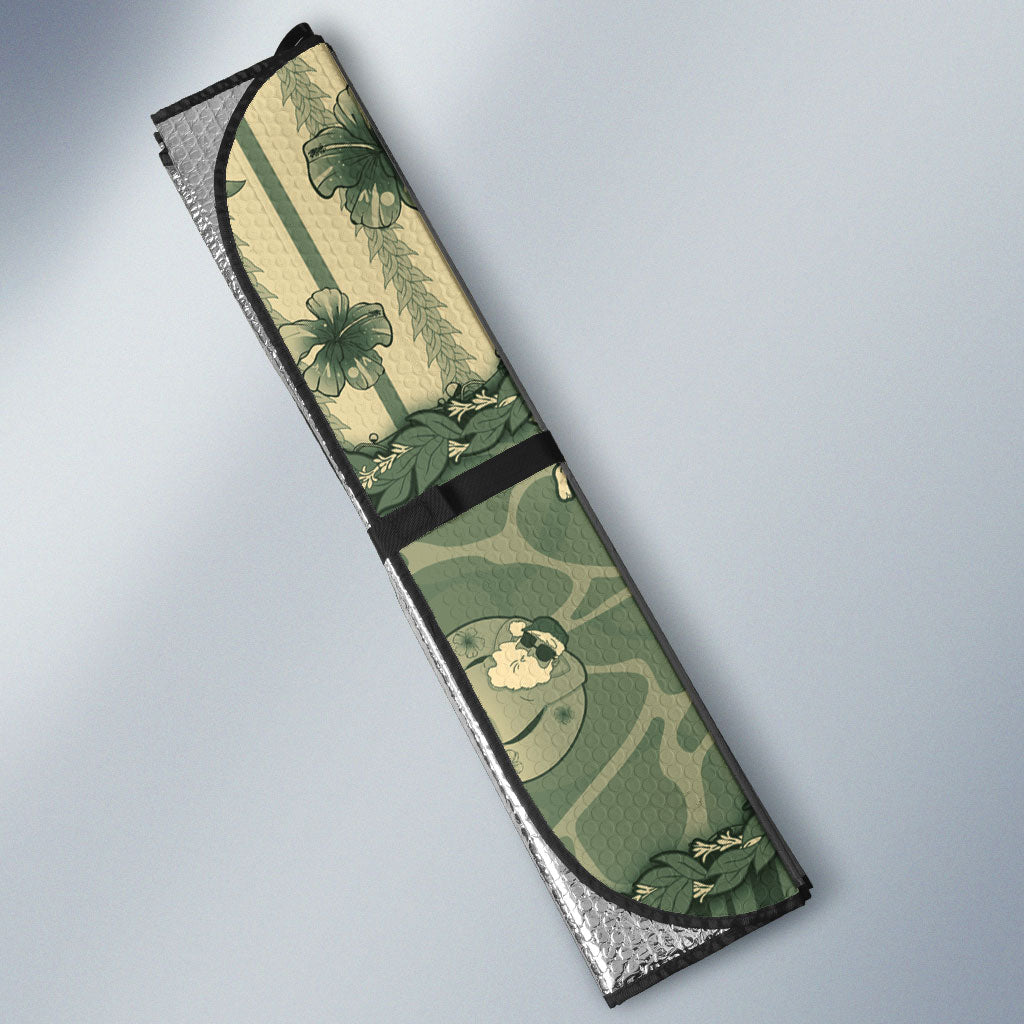 Hawaii Christmas In July Auto Sun Shade Olive Green Mele Kalikimaka Sea Animals