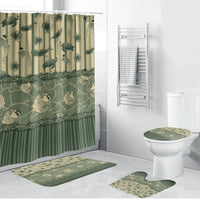 Hawaii Christmas In July Bathroom Set Olive Green Mele Kalikimaka Sea Animals DT05 Bathroom Set (4 pcs) Green - Polynesian Pride