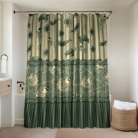 Hawaii Christmas In July Bathroom Set Olive Green Mele Kalikimaka Sea Animals DT05 Shower Curtain Only Green - Polynesian Pride
