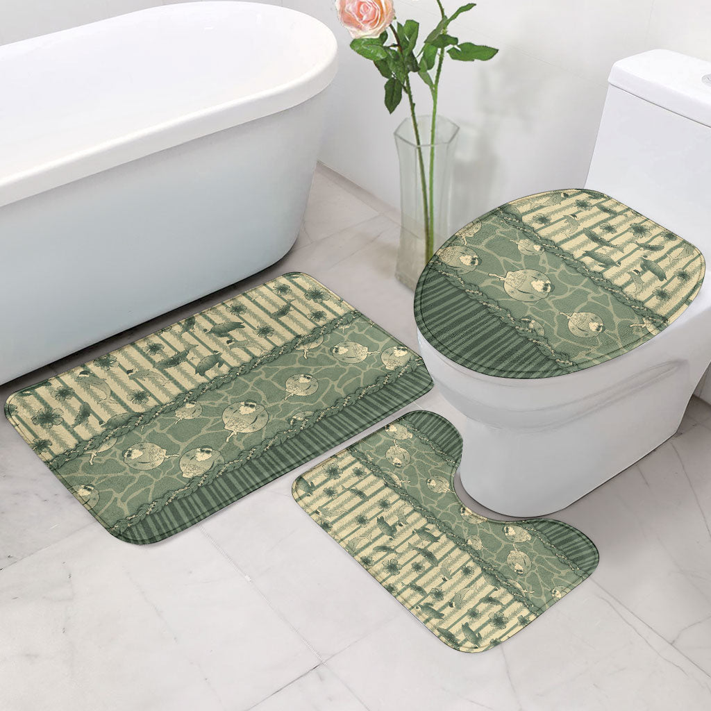 Hawaii Christmas In July Bathroom Set Olive Green Mele Kalikimaka Sea Animals DT05 - Polynesian Pride