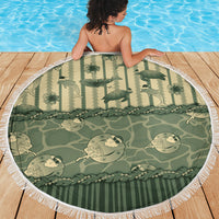 Hawaii Christmas In July Beach Blanket Olive Green Mele Kalikimaka Sea Animals DT05 - Polynesian Pride