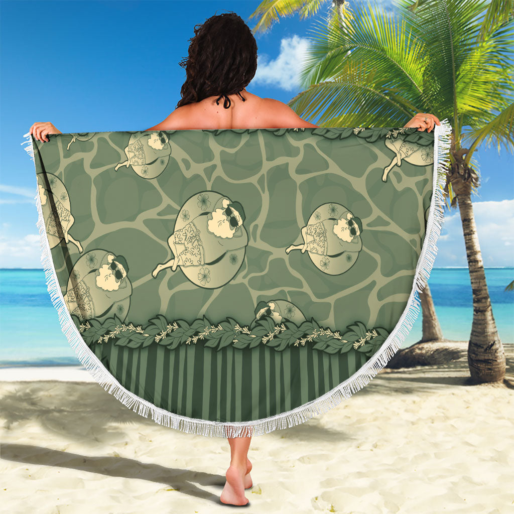 Hawaii Christmas In July Beach Blanket Olive Green Mele Kalikimaka Sea Animals DT05 - Polynesian Pride