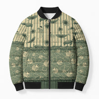 Hawaii Christmas In July Bomber Puffer Jacket Olive Green Mele Kalikimaka Sea Animals DT05 Unisex Green - Polynesian Pride