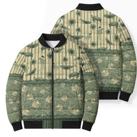 Hawaii Christmas In July Bomber Puffer Jacket Olive Green Mele Kalikimaka Sea Animals DT05 - Polynesian Pride
