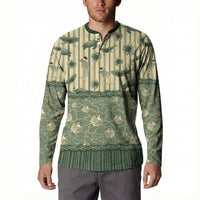 Hawaii Christmas In July Button Sweatshirt Olive Green Mele Kalikimaka Sea Animals