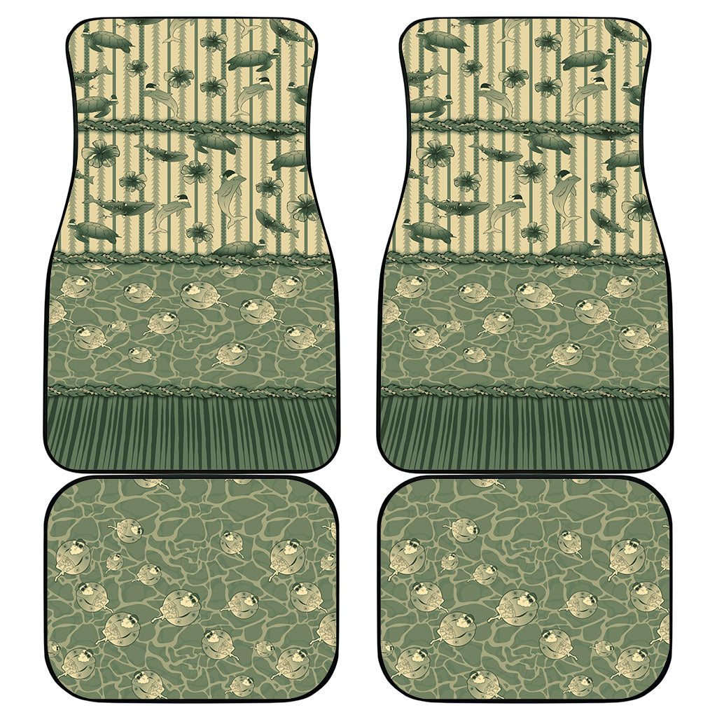 Hawaii Christmas In July Car Mats Olive Green Mele Kalikimaka Sea Animals DT05 - Polynesian Pride