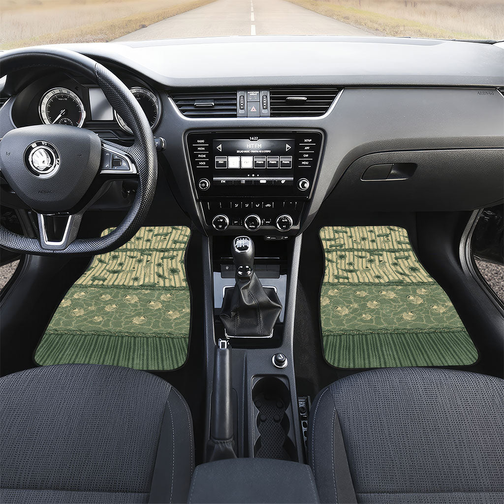 Hawaii Christmas In July Car Mats Olive Green Mele Kalikimaka Sea Animals DT05 Set 2pcs - Front Green - Polynesian Pride