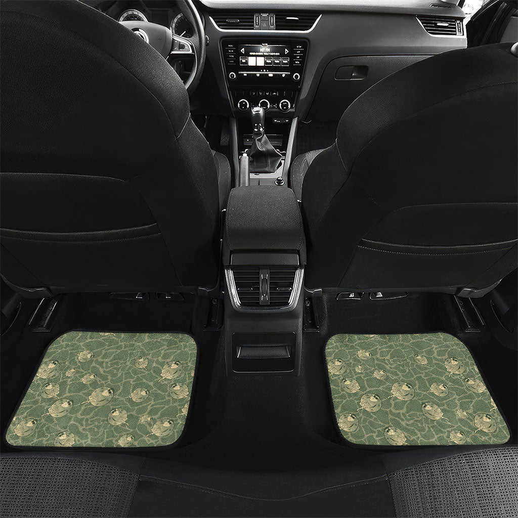 Hawaii Christmas In July Car Mats Olive Green Mele Kalikimaka Sea Animals DT05 Set 2pcs - Back Green - Polynesian Pride