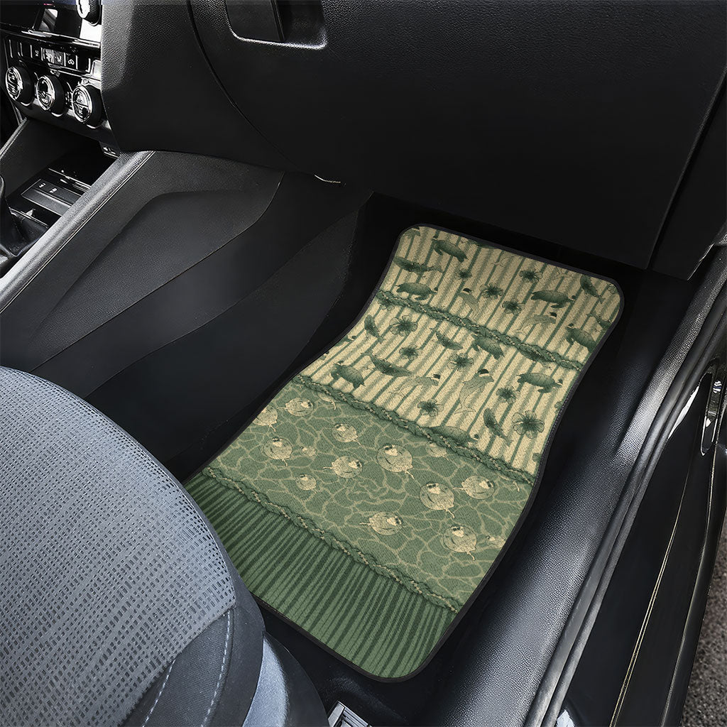Hawaii Christmas In July Car Mats Olive Green Mele Kalikimaka Sea Animals DT05 - Polynesian Pride