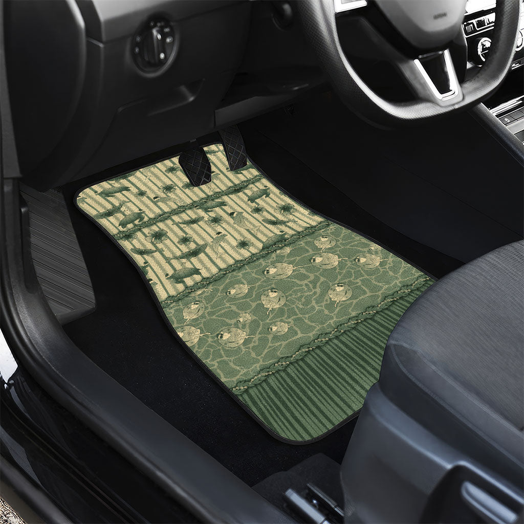 Hawaii Christmas In July Car Mats Olive Green Mele Kalikimaka Sea Animals DT05 - Polynesian Pride