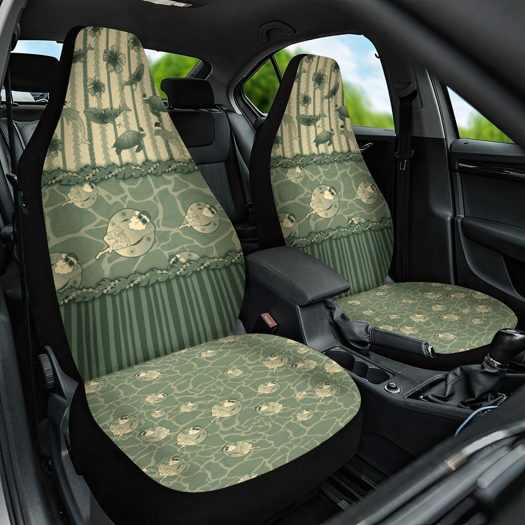 Hawaii Christmas In July Car Seat Cover Olive Green Mele Kalikimaka Sea Animals