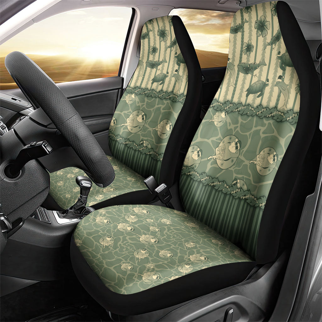 Hawaii Christmas In July Car Seat Cover Olive Green Mele Kalikimaka Sea Animals