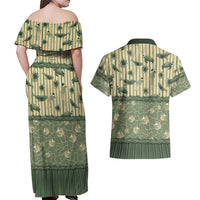 Hawaii Christmas In July Couples Matching Off Shoulder Maxi Dress and Hawaiian Shirt Olive Green Mele Kalikimaka Sea Animals DT05 - Polynesian Pride