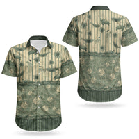 Hawaii Christmas In July Couples Matching Off Shoulder Short Dress and Hawaiian Shirt Olive Green Mele Kalikimaka Sea Animals DT05 - Polynesian Pride
