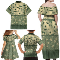 Hawaii Christmas In July Family Matching Off Shoulder Maxi Dress and Hawaiian Shirt Olive Green Mele Kalikimaka Sea Animals DT05 - Polynesian Pride