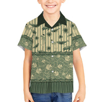 Hawaii Christmas In July Family Matching Off Shoulder Maxi Dress and Hawaiian Shirt Olive Green Mele Kalikimaka Sea Animals DT05 Son's Shirt Green - Polynesian Pride