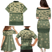 Hawaii Christmas In July Family Matching Puletasi and Hawaiian Shirt Olive Green Mele Kalikimaka Sea Animals DT05 - Polynesian Pride
