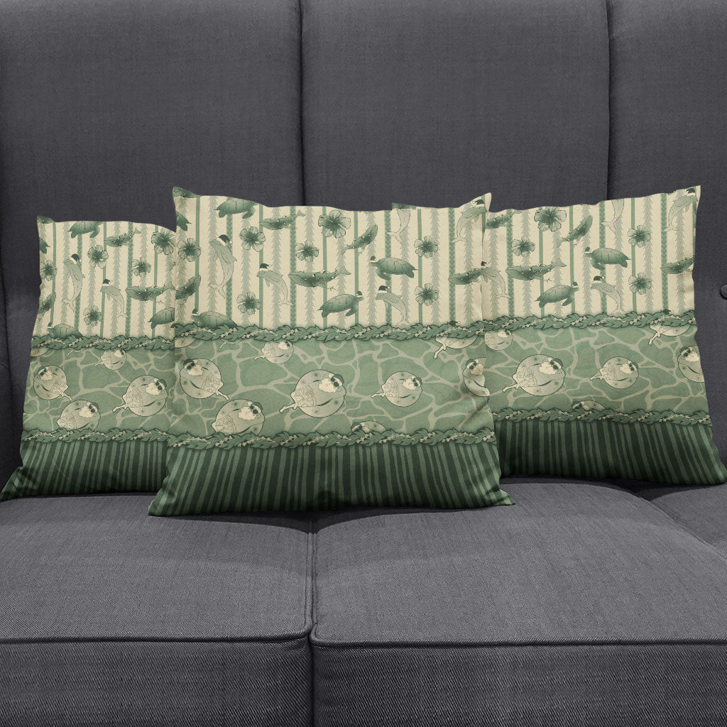 Hawaii Christmas In July Pillow Cover Olive Green Mele Kalikimaka Sea Animals DT05 - Polynesian Pride