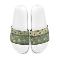Hawaii Christmas In July Slide Sandals Olive Green Mele Kalikimaka Sea Animals DT05 Green - Polynesian Pride
