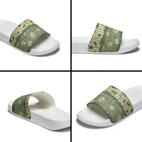Hawaii Christmas In July Slide Sandals Olive Green Mele Kalikimaka Sea Animals DT05 - Polynesian Pride